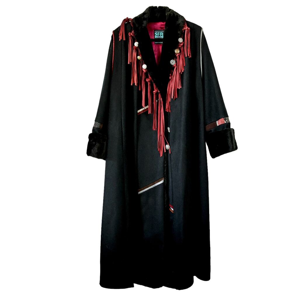 Vintage SFR Santa Fe Recreations Denver wool and silk Fringe Sherpa Coat size M